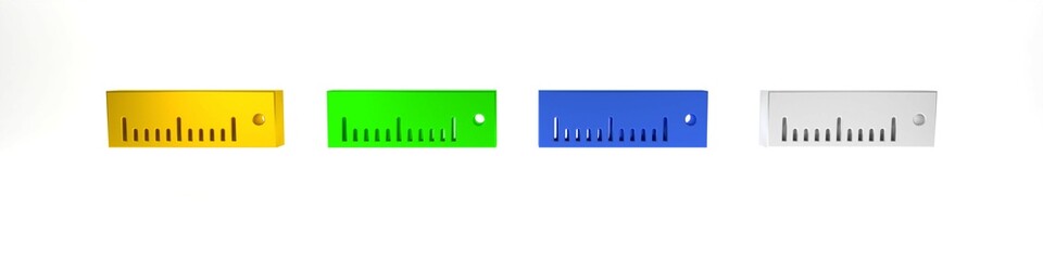 Colorful Ruler icon isolated on white background. Straightedge symbol. Minimalism concept. 3D render illustration