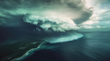 Fototapeta premium Dramatic Storm Clouds Over Remote Island Landscape