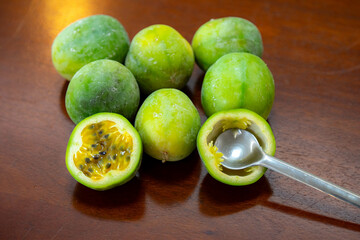 passion fruit from the bush or passion fruit from the backlands or marucujá from the cerrado. passiflora sururuca, passiflora serrata, passiflora gibertii,