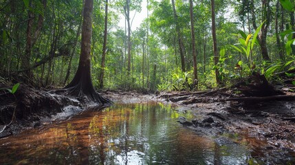 Obraz premium Ecological restoration initiatives aimed at repairing damaged ecosystems and promoting biodiversity through sustainable practices