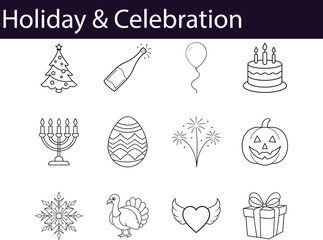 Holiday Celebration Icons: Festive Symbols & Events