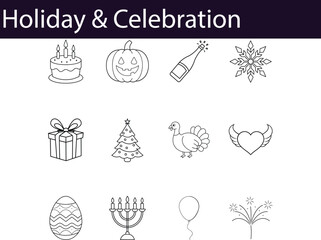Holiday Celebration Icons: Festive Symbols & Events