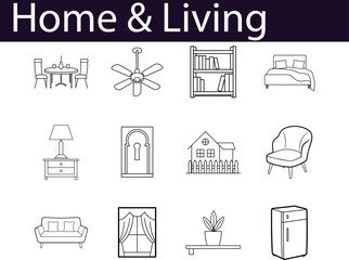 Home & Living Interior Design Icons Set