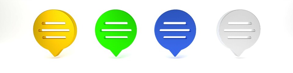 Colorful Speech bubble chat icon isolated on white background. Message icon. Communication or comment chat symbol. Minimalism concept. 3D render illustration