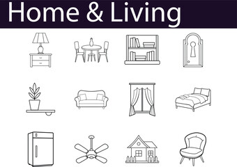 Home & Living Interior Design Icons Set