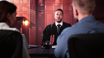 Family Divorce Court. Couple In Courtroom