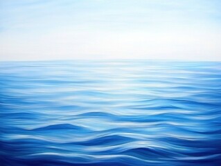 Tranquil horizon a serene view of endless ocean waves under clear sky