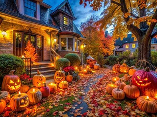 Spooky Halloween Decorations in Front Yard for Autumn Festivities