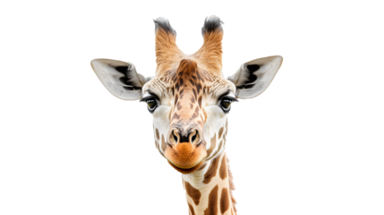 Giraffe long neck safari animal isolated on white background 