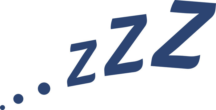 Dark blue zzz sleeping sign with three dots on a white background