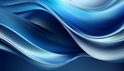 Fototapeta premium Blue abstract background of dynamic flowing waves 