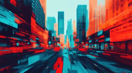 Vibrant urban motion a dynamic exploration of city life through color and movement