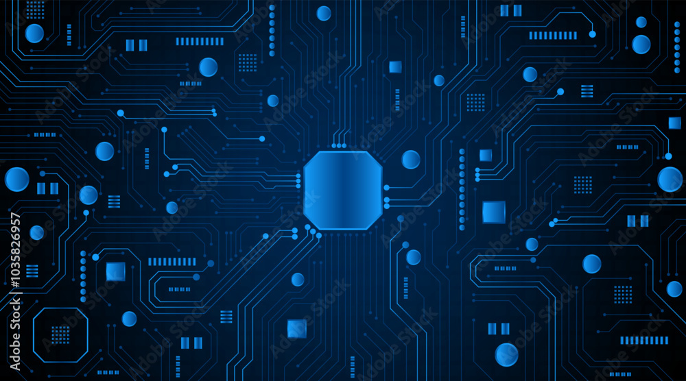 Poster Technology circuit board background. Electronic motherboard concept or artificial intelligence engineering	
