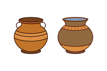 Clay water pot - Traditional matka and ghada vector illustration perfect for cultural art and decoration