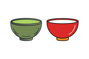 Soup bowl icon set - Cartoon style bowl clipart vector illustration for creative projects, menus, and more
