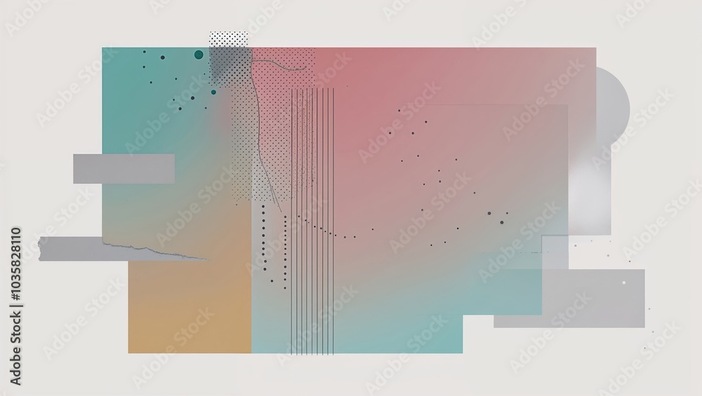 Poster Abstract Geometric Shapes in Pastel Hues