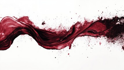 Dynamic burgundy and black watercolor splash creating fluid, abstract patterns.