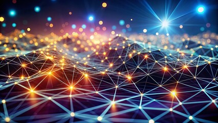 Obraz premium Stunning Night Photography of Plexus Abstract Polygonal Background with Connecting Dots and Lines in 3D for Modern