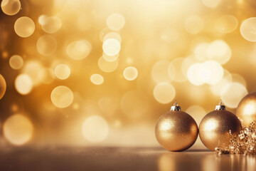 Blurred abstract christmas background with golden christmas lights	
