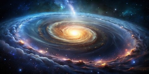 Stunning Spiral Galaxy with Newborn Star and Neutron Star - AI Generated Cosmic Scene