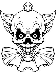 scary face of crazy clown ,vector illustration