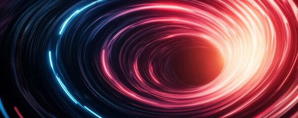 Fototapeta premium Time loop visualization, swirling neon, futuristic city, ethereal glow