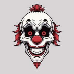 scary face of crazy clown ,vector illustration