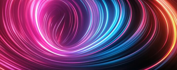 Fototapeta premium Time loop visualization, swirling neon, futuristic city, ethereal glow