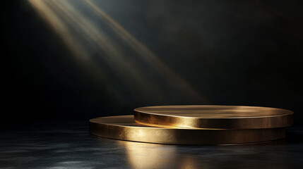 Golden Platform With Spotlight Effect For Product Display Mockup