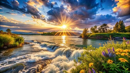 Obraz premium Stunning Water Splash Landscape Photography Capturing Nature's Beauty and Motion