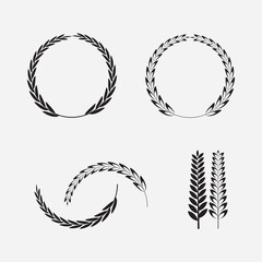 Print  Set of wreaths and branches with leaves isolated on white background