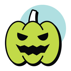 Vector Bold Halloween Circle Color Outline Icon Style and Illustration