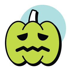 Vector Bold Halloween Circle Color Outline Icon Style and Illustration