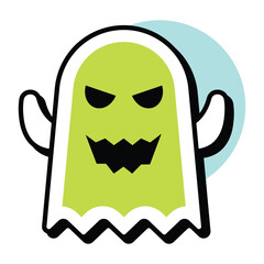 Vector Bold Halloween Circle Color Outline Icon Style and Illustration