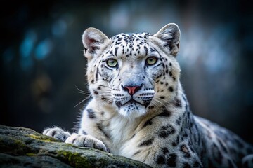 Obraz premium Stylish White Leopard in Elegant Pose with Copy Space for Creative Projects