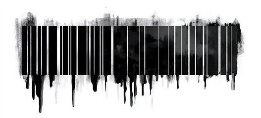 Bar code dripping with ink on a white background. 