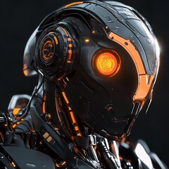Fototapeta premium Futuristic Cyborg Portrait with Glowing Eyes