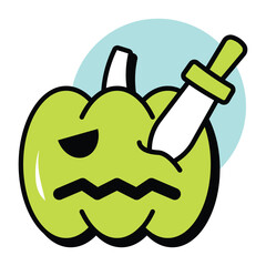 Vector Bold Halloween Circle Color Outline Icon Style and Illustration