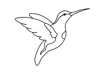 One Line Art of a Hummingbird in Flight – Minimalist Nature Vector