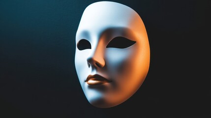 White mask on a blank face, creating an eerie yet thought-provoking image of concealment and anonymity