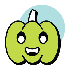 Vector Bold Halloween Circle Color Outline Icon Style and Illustration