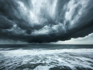 Obraz premium Dramatic Stormy Clouds Over Ocean Water