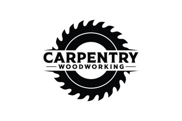 vintage circular saw silhouette logo design