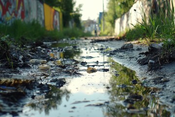 Fototapeta premium Water pollution in the environment 
