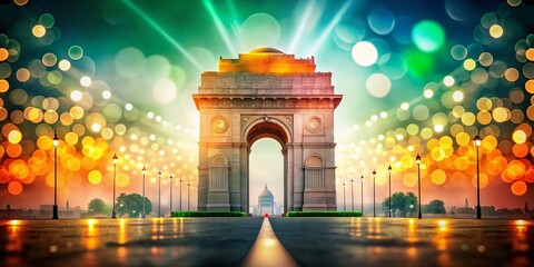 Surreal Republic Day Celebration at India Gate with Vibrant Tricolor Background