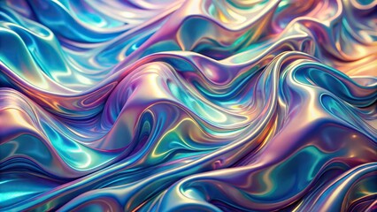 Obraz premium Luxurious wallpaper with iridescent swirling ripples at a tilted angle