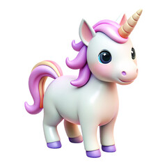 Naklejka premium cute Unicorn 3d cartoon style illustration