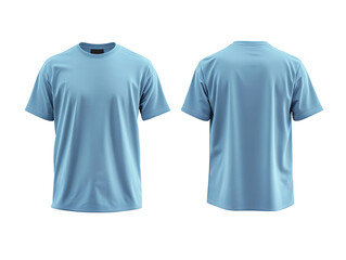 Naklejka premium light blue t-shirt mockup front and back view isolated on transparent background