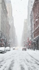 Snowy City Street in Winter - Urban Landscape Photography