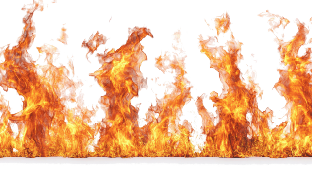 Vibrant Fire Flames Collection on Transparent Background Generative AI